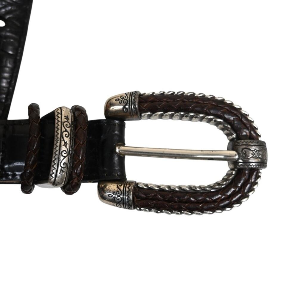 Brighton Women's M 40253 Black Croc Embossed Leather Belt - Picture 3 of 6